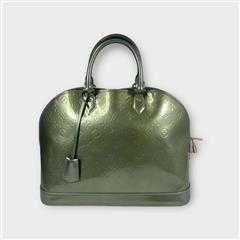 LOUIS VUITTON ALMA VERT TONIC GM GREEN MONOGRAM VERNICE SATCHEL